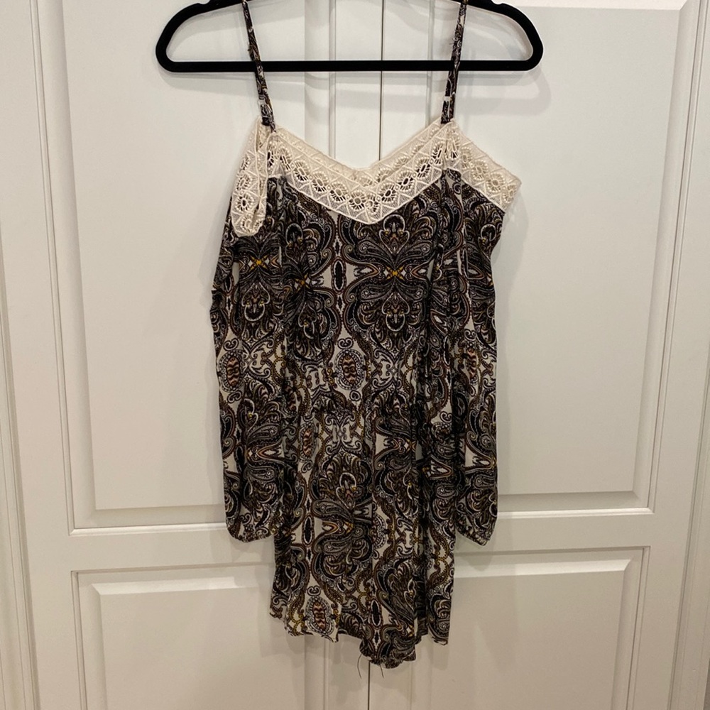 Off the shoulder long sleeve romper